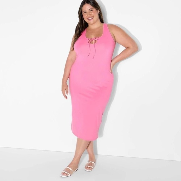 wild fable Dresses & Skirts - Women's ButterBliss Keyhole Racer Back MIDI Bodycon Dress - Wild Fable™ Pink 4X